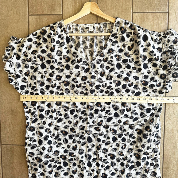 Kate Landry Midi Shift Dress Large Leopard Print Embroidered Coverup MuMu Beach - Picture 8 of 9